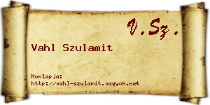 Vahl Szulamit névjegykártya
